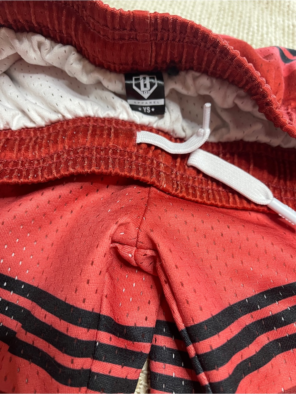 Kids' Dead Red Striped Athletic Shorts BL101 YS - Picture 4 of 8
